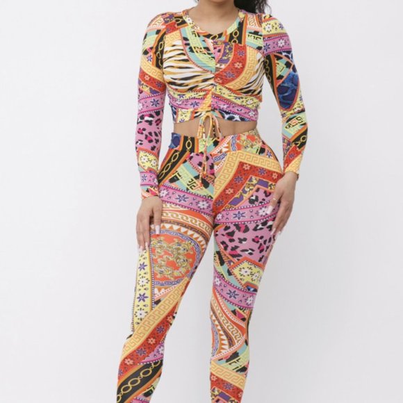 Multicolors prints 2 pieces Leggings and Top - Picture 1 of 3